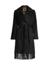 Sam Edelman Fringe Wool-blend Wrap Coat In Black