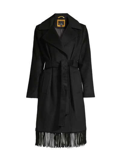 Sam Edelman Fringe Wool-blend Wrap Coat In Nocolor