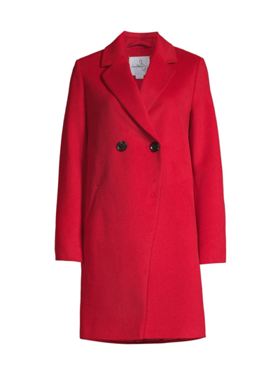 Sam Edelman Double Breasted Wool Blend Coat In Red