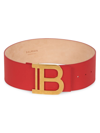 Balmain Women's B-buckle Leather Belt In Rouge