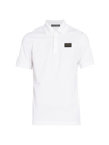Dolce & Gabbana Logo Lapel Short-sleeved Polo Shirt In Bianco Ottico