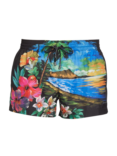 Dolce & Gabbana Multicolour Hawaiian Print Swim Shorts