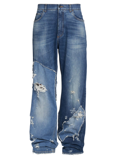 Dolce & Gabbana Men's Cotton Wide-leg Jeans In Variante Abbinata