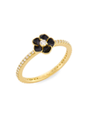 Stephanie Gottlieb Women's Black Enamel & 0.25 Tcw Diamond Flower Stack Ring