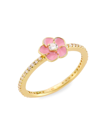 Stephanie Gottlieb Women's Black Enamel & 0.25 Tcw Diamond Flower Stack Ring In Pink