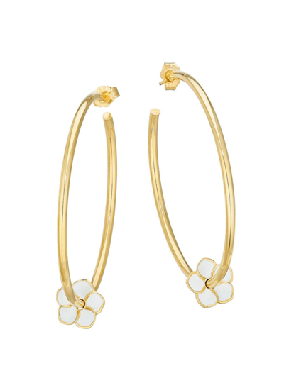 Stephanie Gottlieb Women's 14k Yellow Gold & Enamel Flower Hoop Earrings