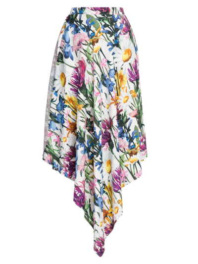 Stella Mccartney Asymmetric Floral-print Crepe De Chine Midi Skirt In Neutral