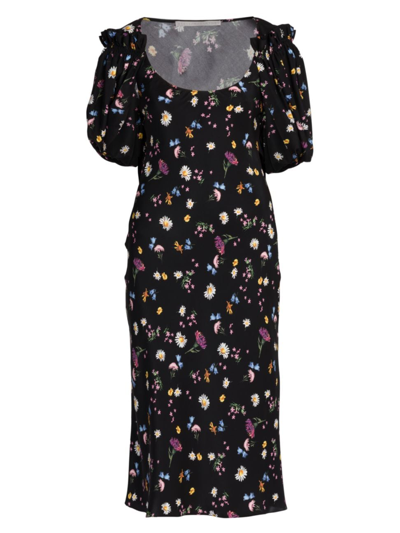 Stella Mccartney Women's Disty Draped Floral Midi-dress In Neutral