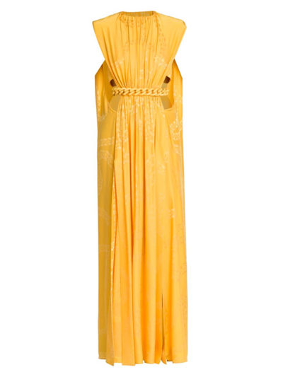 Stella Mccartney Women's Falabella Chain Jacquard Column Gown In Sunflower