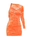 Versace One-shoulder Crushed Stretch-velvet Mini Dress In Orange