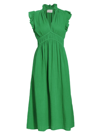 Xirena Women's Peony Ruffled Cotton Midi-dress In Green