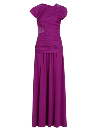 Tanya Taylor Nami Ruched Cutout Dropped-waist Maxi Dress In Nocolor