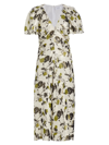 TANYA TAYLOR WOMEN'S EVETTE COATED FLORAL MIDI-DRESS
