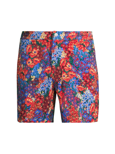 Onia Calder 6e Nylon Blend Floral Print Regular Fit Swim Trunks In Multi