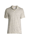 Onia Men's Open-collar Linen Polo Shirt In Gray