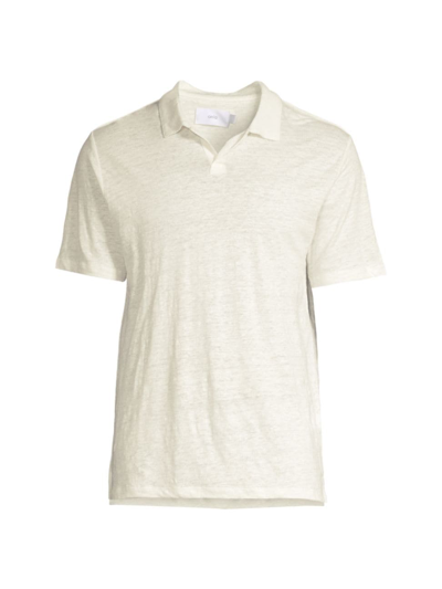 Onia Open Collar Short Sleeve Linen Polo Shirt In Brown