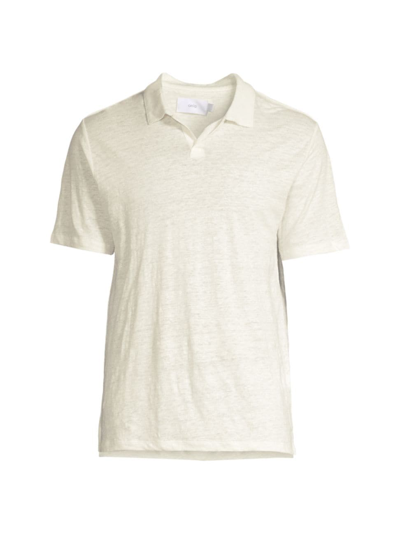 Onia Open Collar Short Sleeve Linen Polo Shirt In White