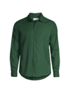 Onia Stretch Linen-blend Shirt In Green