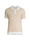 Onia Two-tone Cotton-piqué Polo Shirt In Khaki White
