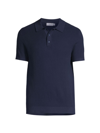 Onia Men's Textured Cotton-knit Polo Shirt In Blue
