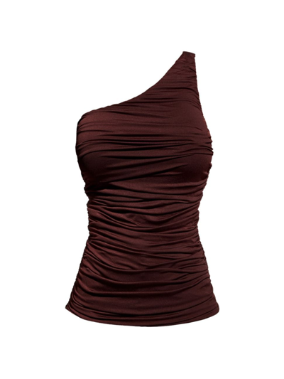 As By Df Blaire Ruched One-shoulder Top In Brown