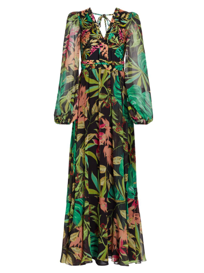 sachin and babi light blue dress Iris One-Shoulder Cut-Out Printed Chiffon Gown main image 1