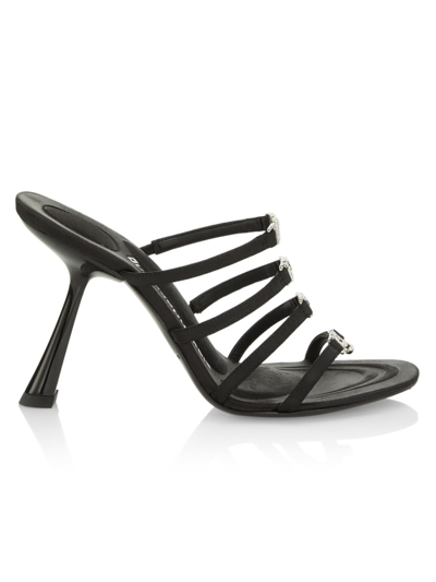 Alexander Wang ‘nala' Crystal Embellished Logo Satin Heeled Sandals In Black