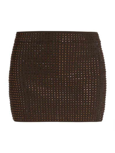 Aya Muse Mela Crystal-embellished Miniskirt In Chocolate