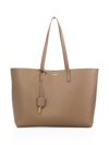 Saint Laurent Women's Large Leather Shopper In Khaki Fonce