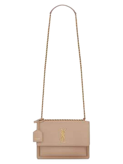 Saint Laurent Women's Sunset Medium In Smooth Leather In Dark Beige