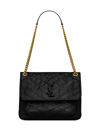 Saint Laurent Women's Niki Medium Chain Bag In Crinkled Vintage Leather In Nero