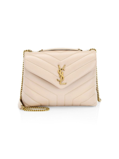 Saint Laurent Loulou Small Quilted Leather Shoulder Bag In Dark Beige