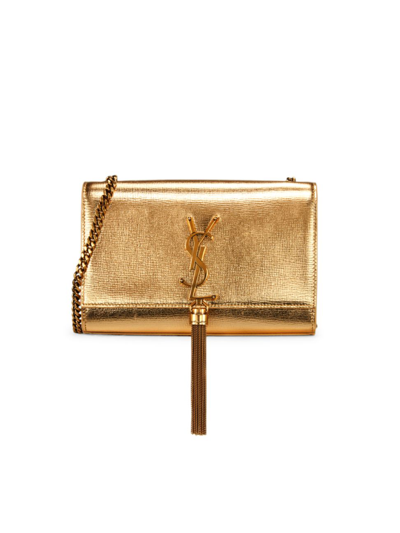 Saint Laurent Women's Kate Metallic Leather Shoulder Bag In Oro