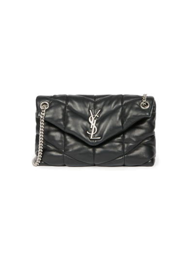 Saint Laurent Loulou Toy Puffer Leather Crossbody Bag In Nero