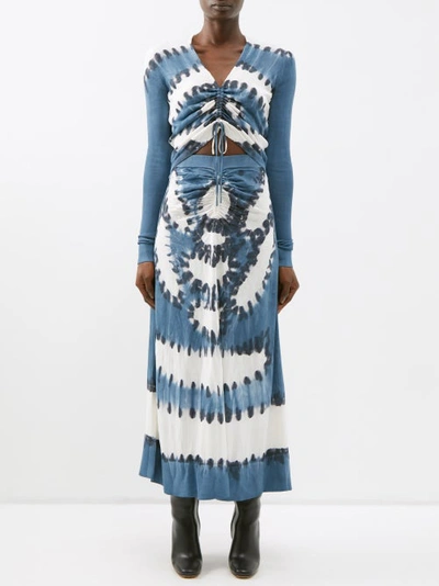Altuzarra Women's Rilia Cutout Shibori-print Jersey Midi Dress In Print,blue