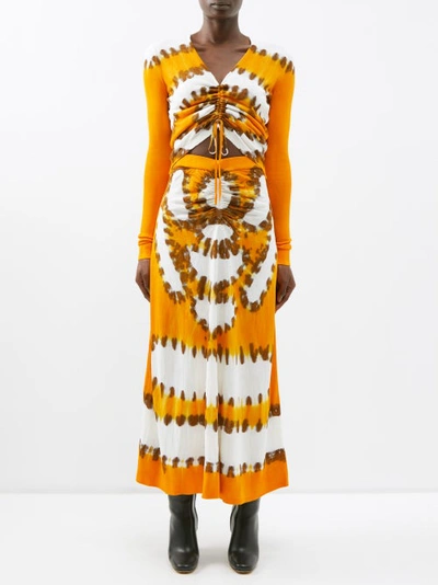 Altuzarra Rilia Shibori Tie Dye Cutout Long Sleeve Midi Dress In Marmalade Shibori