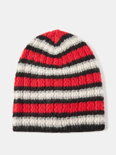 Erl Striped Cashmere-blend Beanie In Red