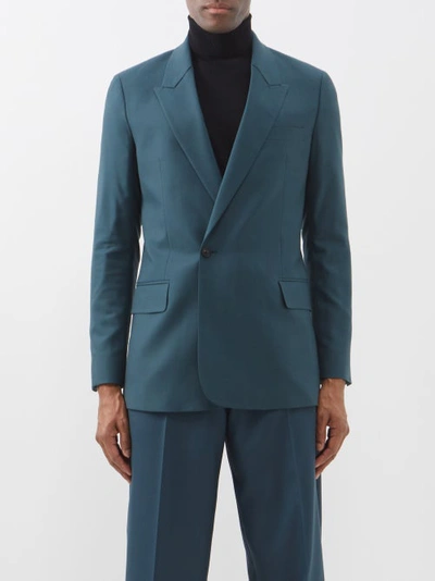 Paul Smith Single-breasted Wool Blazer In Turquoise