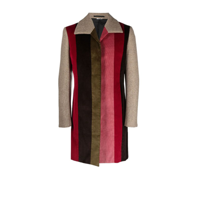 Comme Des Garçons Homme Deux Striped Corduroy Mid-length Coat In Brown
