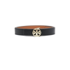 TORY BURCH BLACK LOGO BUCKLE LEATHER BELT,13893519050520