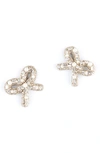 Deepa Gurnani Elsa Mixed-media Bow Earrings In Silver