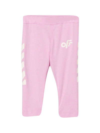Off-white Babies' Logo-print Straight-leg Leggings In Pink