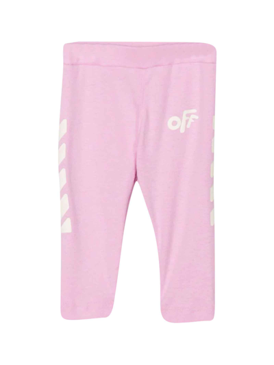 Off-white Babies' Logo-print Straight-leg Leggings In 粉色