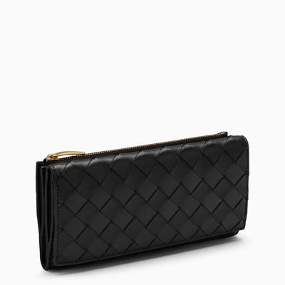 Bottega Veneta Intreccio 15 Black Zip Around Wallet In Default Title