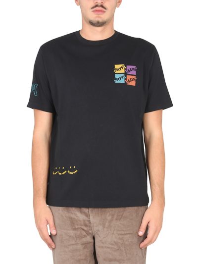 Ps By Paul Smith Happy Logo-print Detail T-shirt In Black