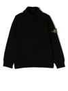 STONE ISLAND JUNIOR BLACK COTTON JUMPER