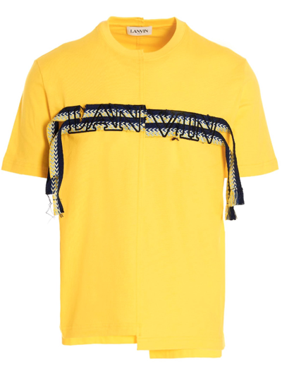 Lanvin Embroidered-logo Cotton T-shirt In Yellow