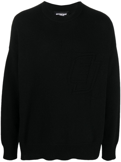 Enterprise Japan Intarsia-logo Jumper In Black