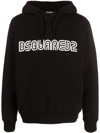 Dsquared2 Black Logo-print Cotton Hoodie In Nero