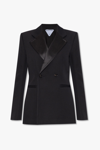 Bottega Veneta Compact Wool Two-button Blazer Jacket In Black